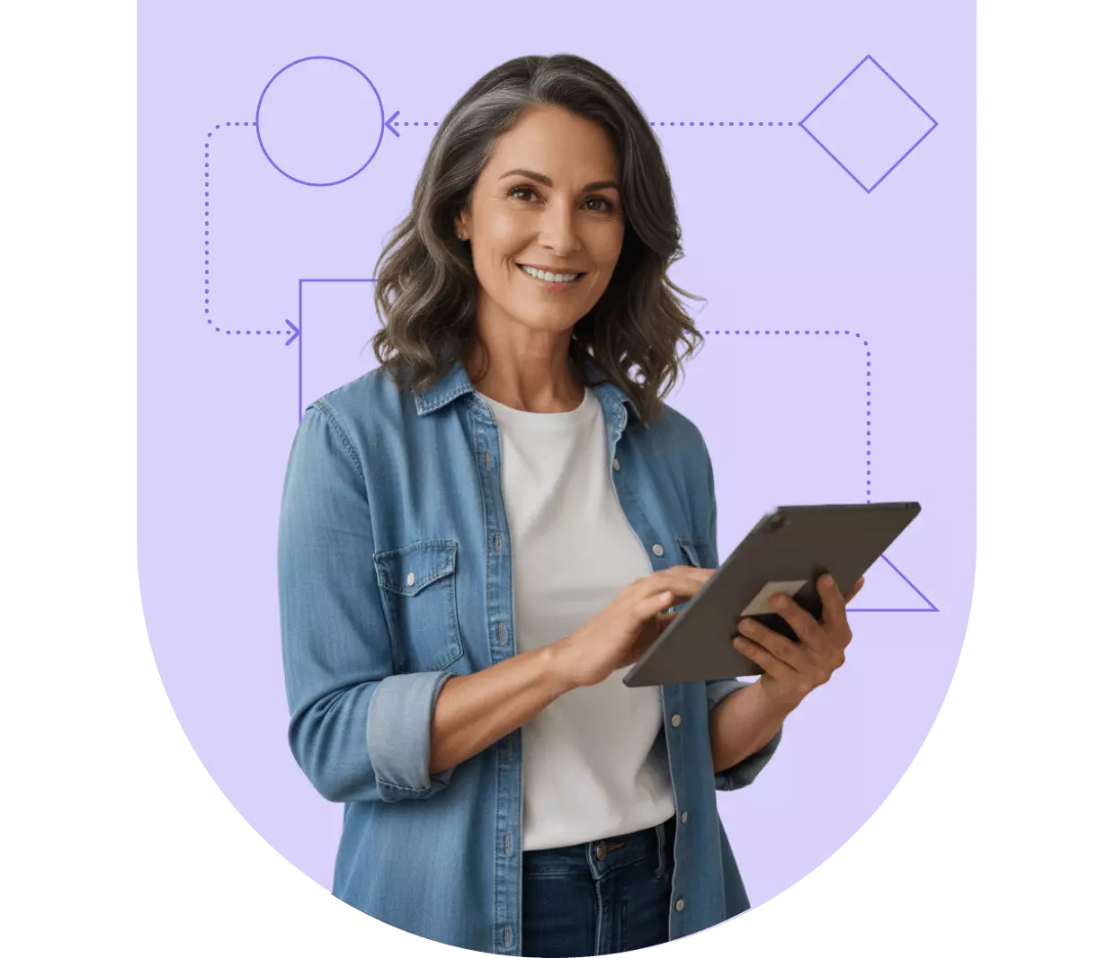 Woman holding a tablet