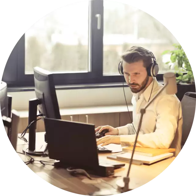 Man working on laptop