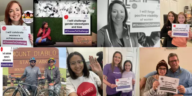 Collage of Conga team members celebrating International Women's Day