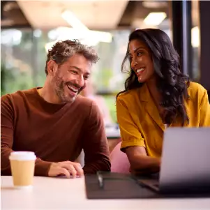 Coworkers drinking coffee