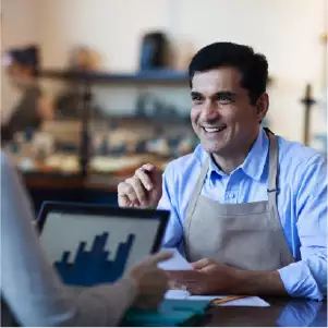 Man looking at revenue data