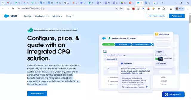 Salesforce CPQ homepage.