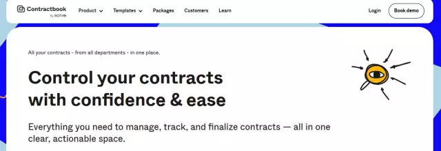 Contractbook CLM tool homepage.