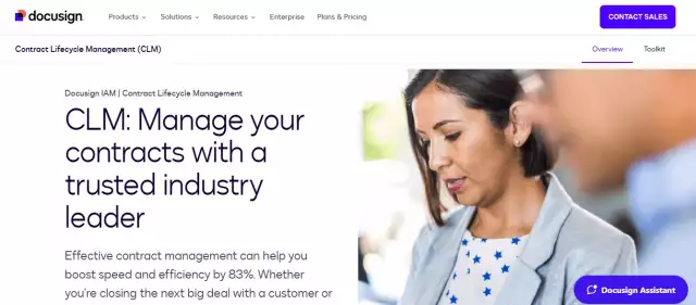 DocuSign CLM tool home page.