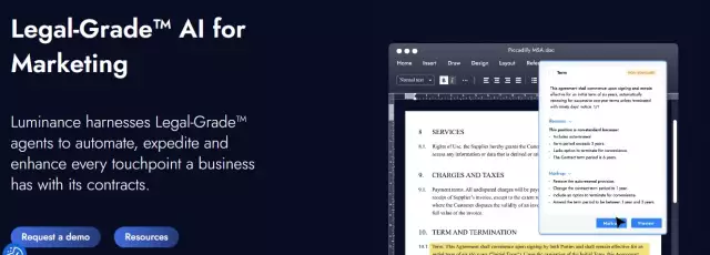 Luminance artificial intelligence contract analysis platform homepage.