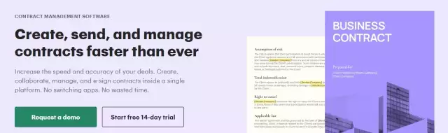 PandaDoc CLM tool homepage.