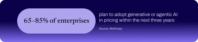 A McKinsey survey saying that 65–85% of enterprises plan to adopt generative or agentic AI for pricing within three years.