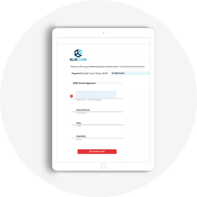Esignature Product Screen