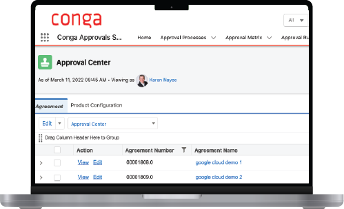 Conga Approvals product interface