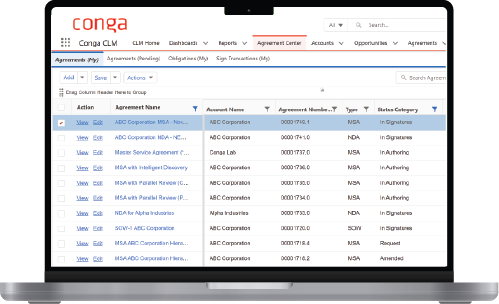 Conga CLM product interface