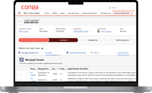 Contracts for Salesforce product interface