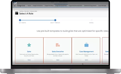 Conga Grid product interface