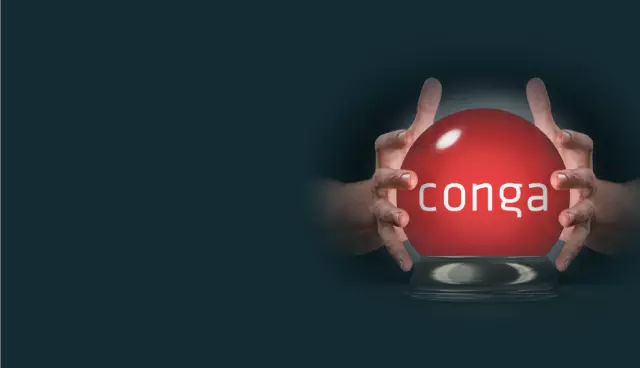 Hands holding a Conga-branded magic ball