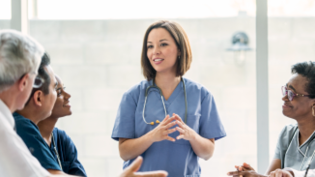 Doctors and nurses having a team meeting