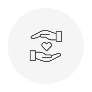 Hands holding a heart icon